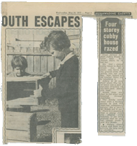 Geoff appeared in the local newspaper at the age of 10 by razing a 4 storey cubby house. Geoff appeared in the local newspaper at the age of 10 by razing a 4 storey cubby house.